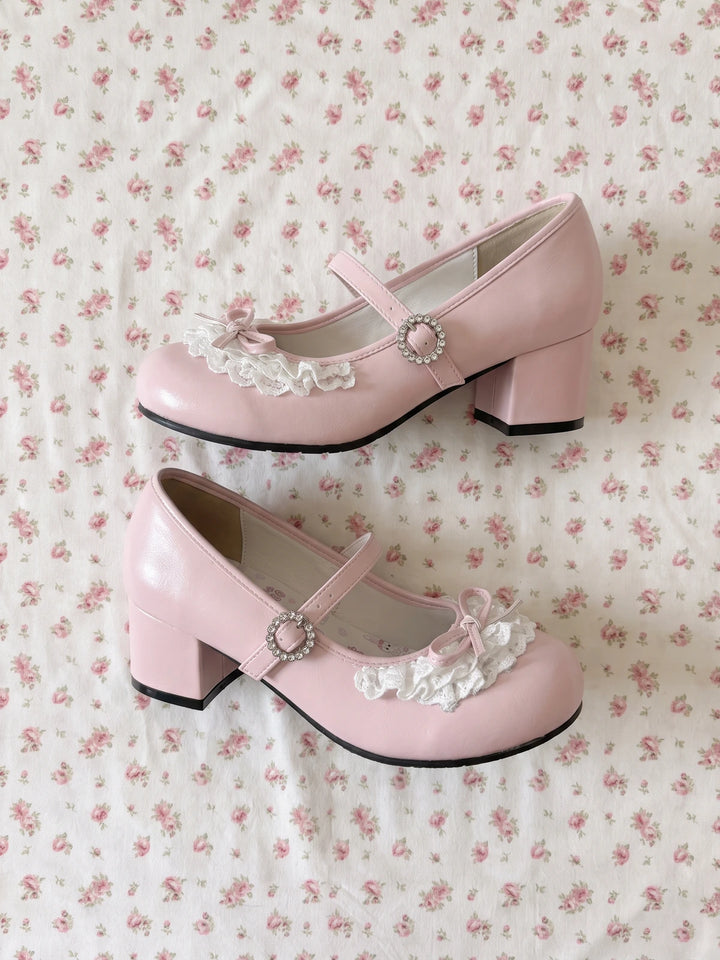 Monique Ruffled Bow Mary Jane Heels
