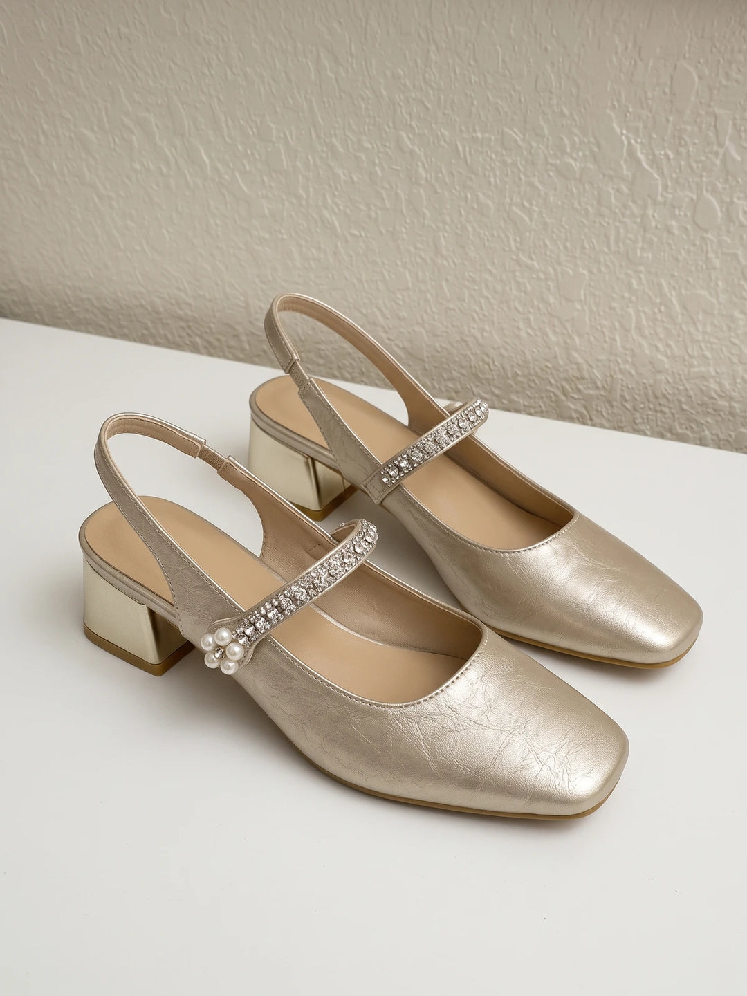 Melisande Rhinestone Champagne Sandals