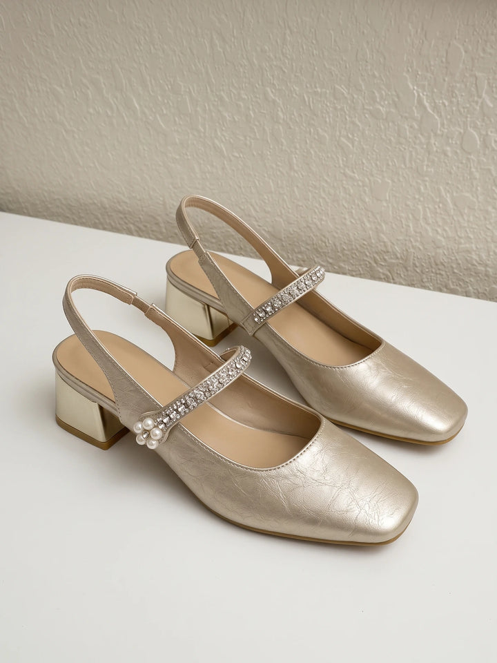 Melisande Rhinestone Champagne Sandals