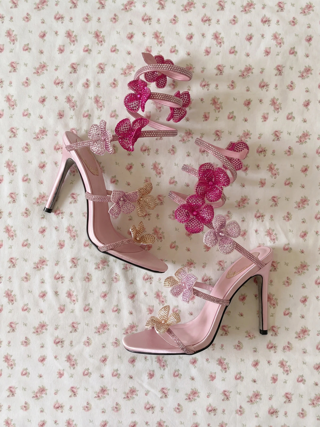 Roxane Rhinestone Floral Stiletto Sandals