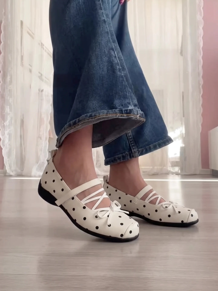 Soleil Polka Dot Mary Jane Flats
