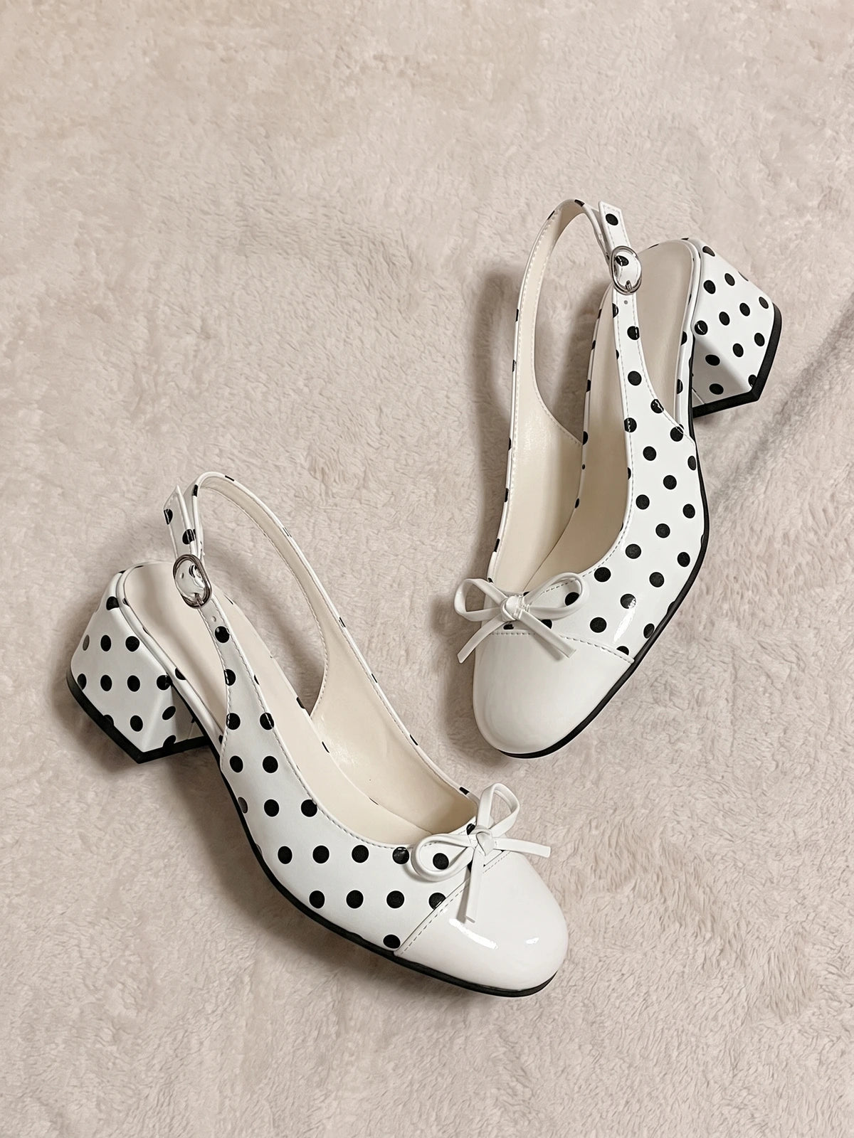 Fleurianelle Polka Dot Slingback Heels
