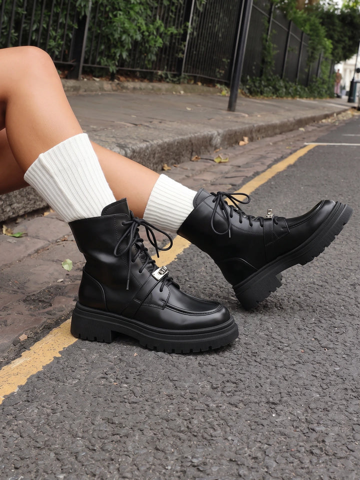 Black Vintage Buckle Boots