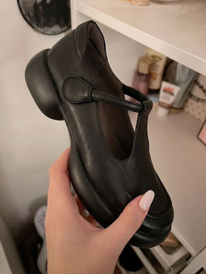 Alouette Matte Leather T-Bar Platforms
