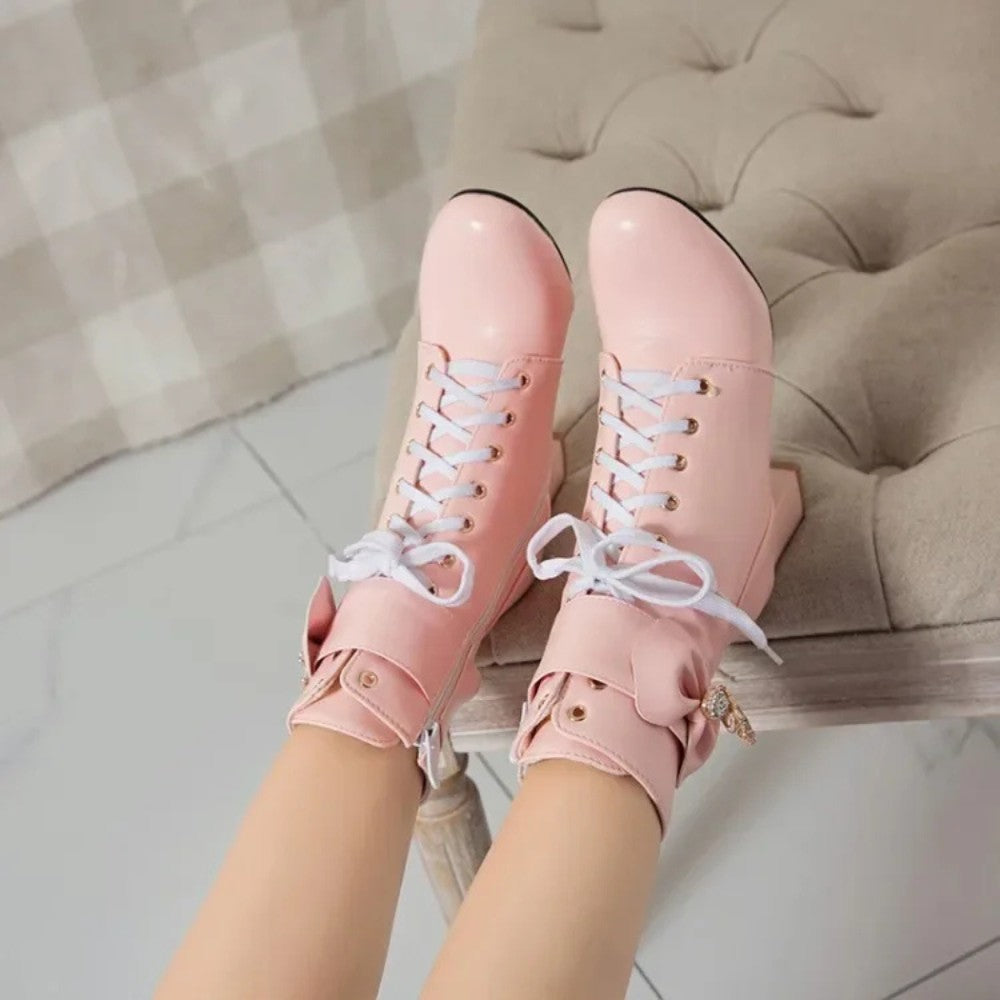 Side Zipper Chunky Heel Boots