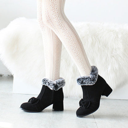 Fleece-Lined Suede Short Boots