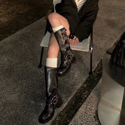 Vintage Buckle Riding Boots