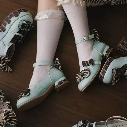 Sweet Ruffle Bow Low-Heel Shoes