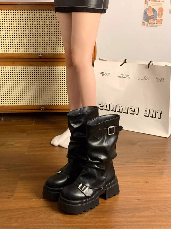 Retro Platform Mid-Calf Martin Boots