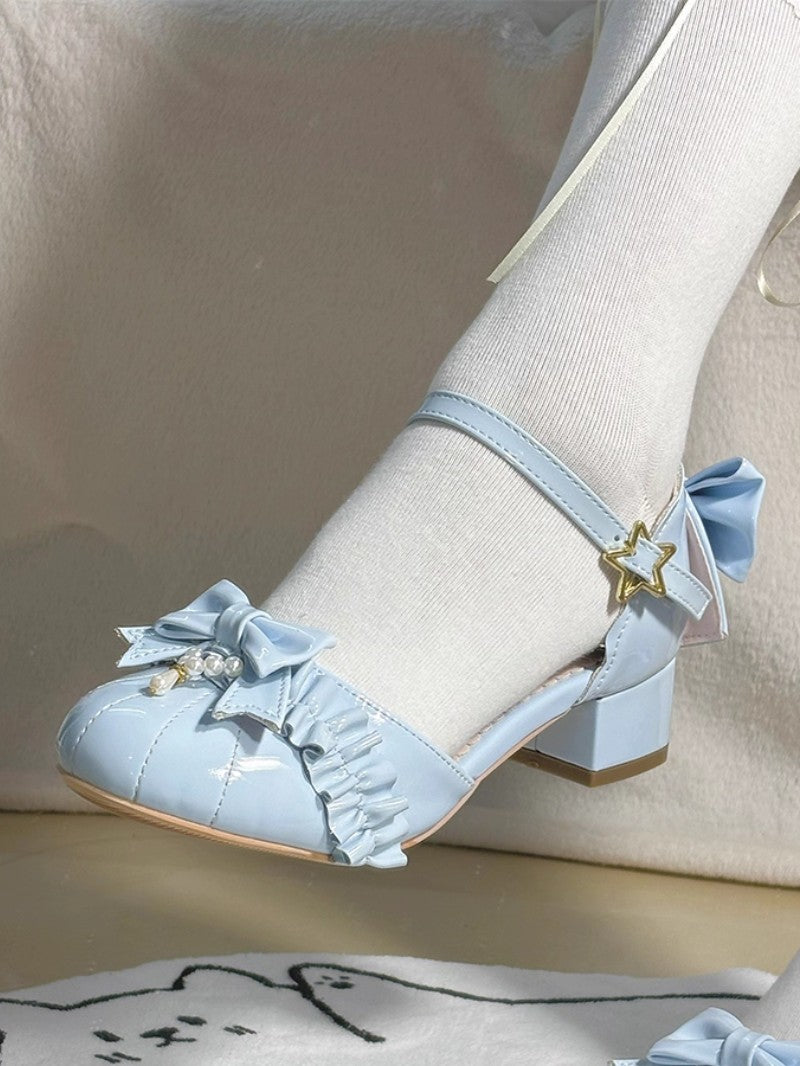 Pearl Bow Round-Toe Lolita Heels