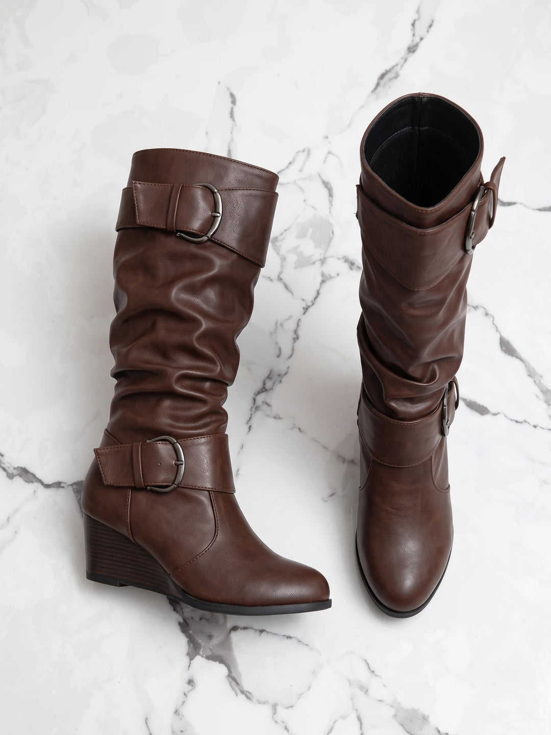 Mirelline Slouchy Buckle Knee-High Boots