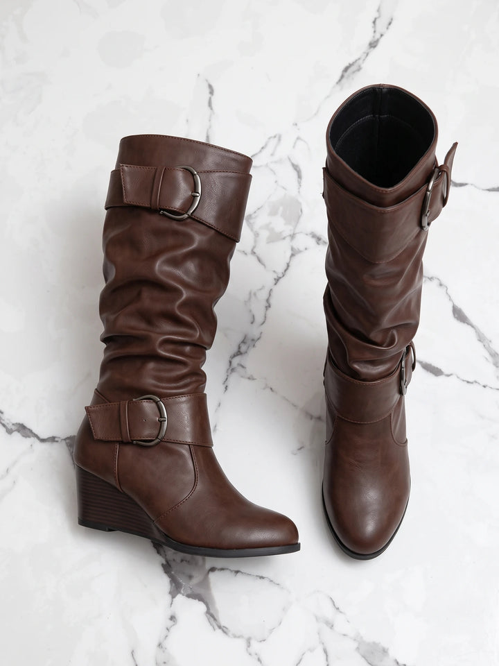 Mirelline Slouchy Buckle Knee-High Boots