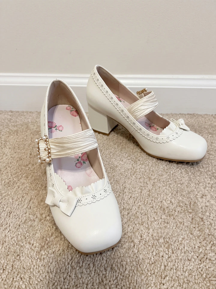 Mirelline Pearl Buckle Mary Jane Heels