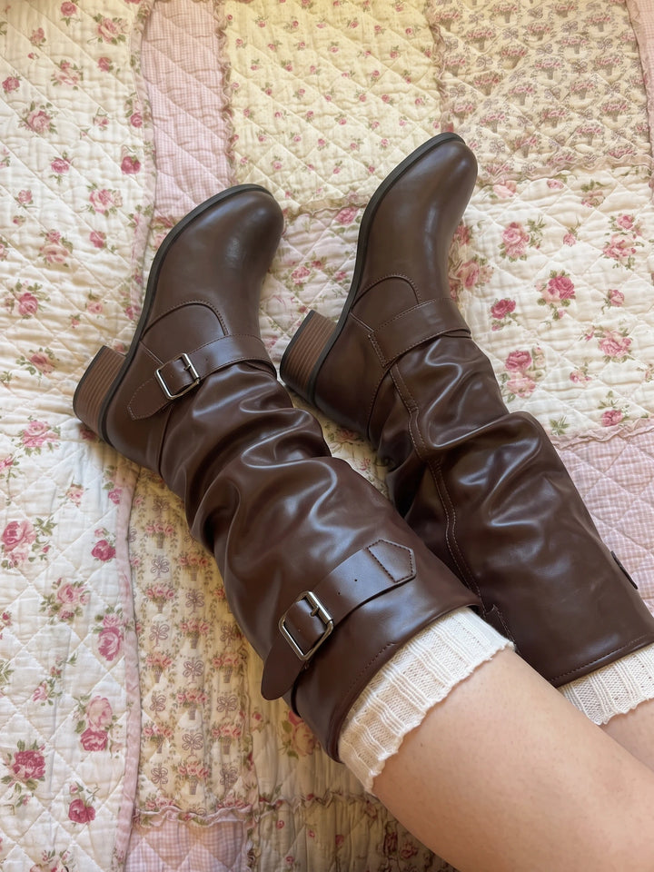 Mirelline Slouchy Buckle Knee-High Boots
