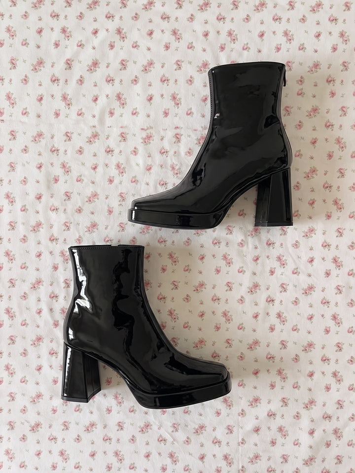 Vivant Patent Square Toe Boots