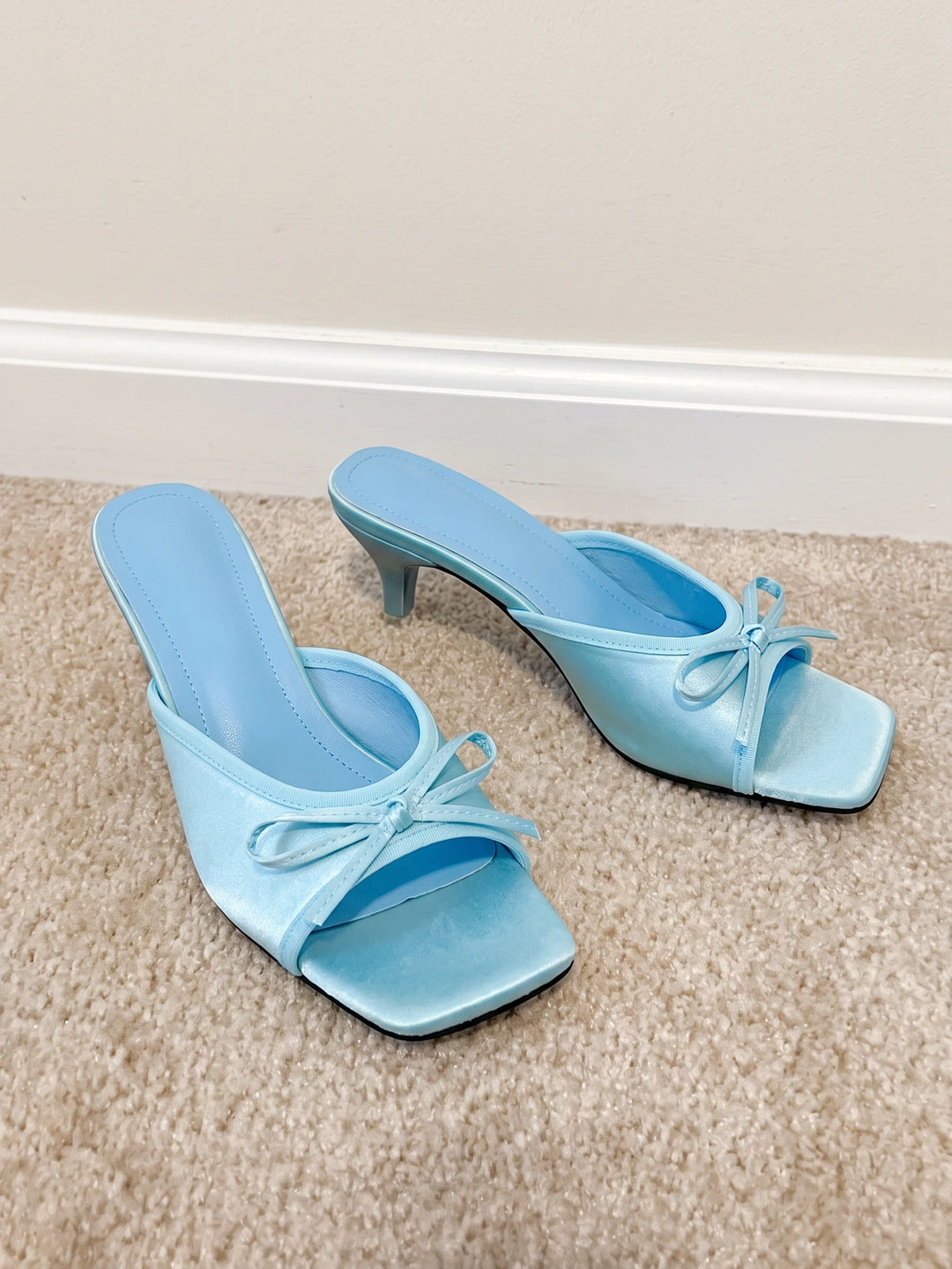 Celie Satin Bow Mule Heels