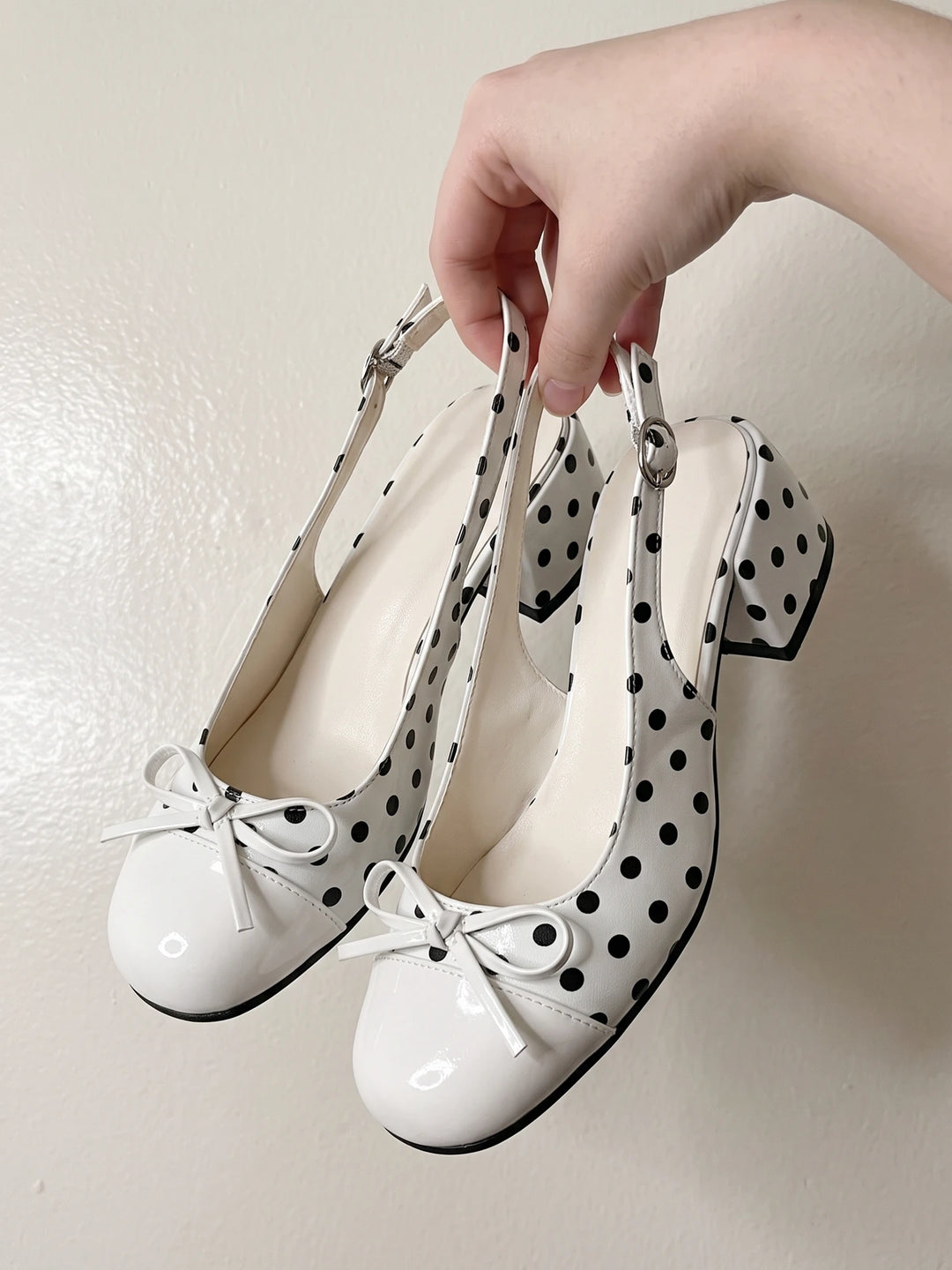 Fleurianelle Polka Dot Slingback Heels
