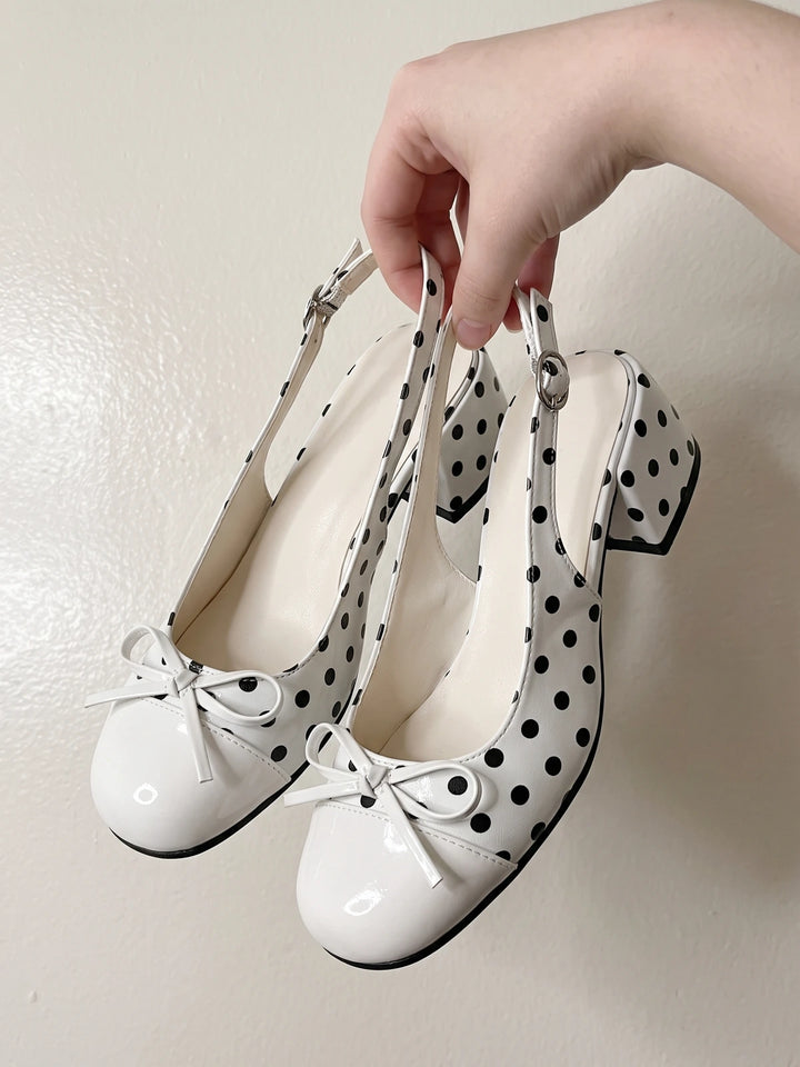Fleurianelle Polka Dot Slingback Heels