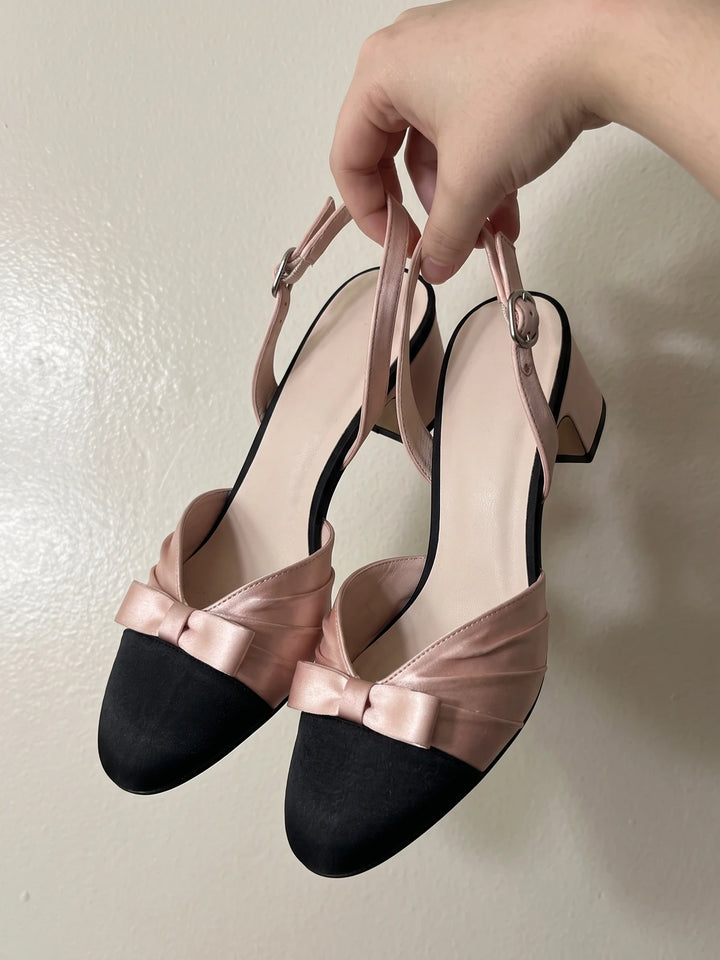 Anaise Pleated Bow Slingback Heels