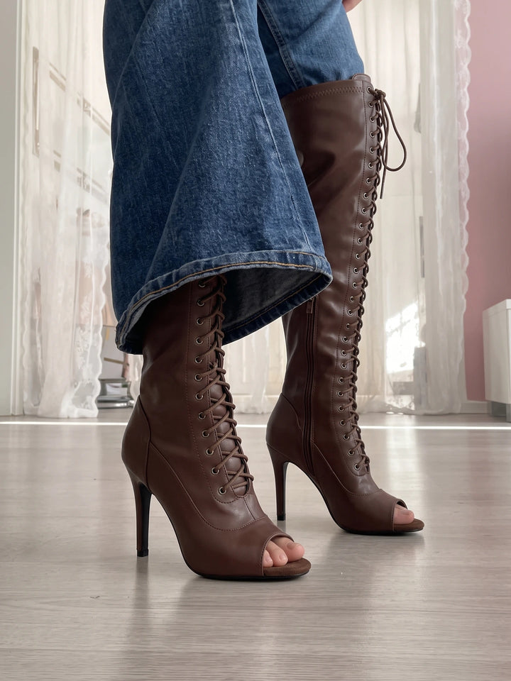 Odette Lace-Up Thigh-High Boots