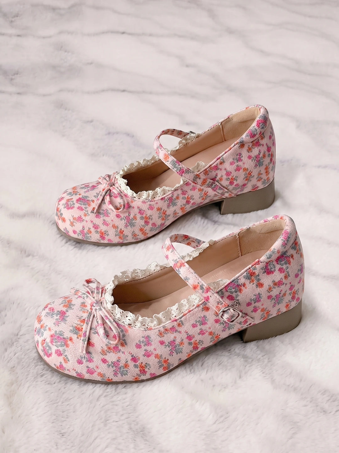 Giselle Floral Lace Bow Mary Janes