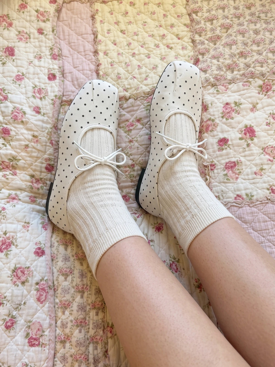 Mirellina Polka Dot Canvas Flats