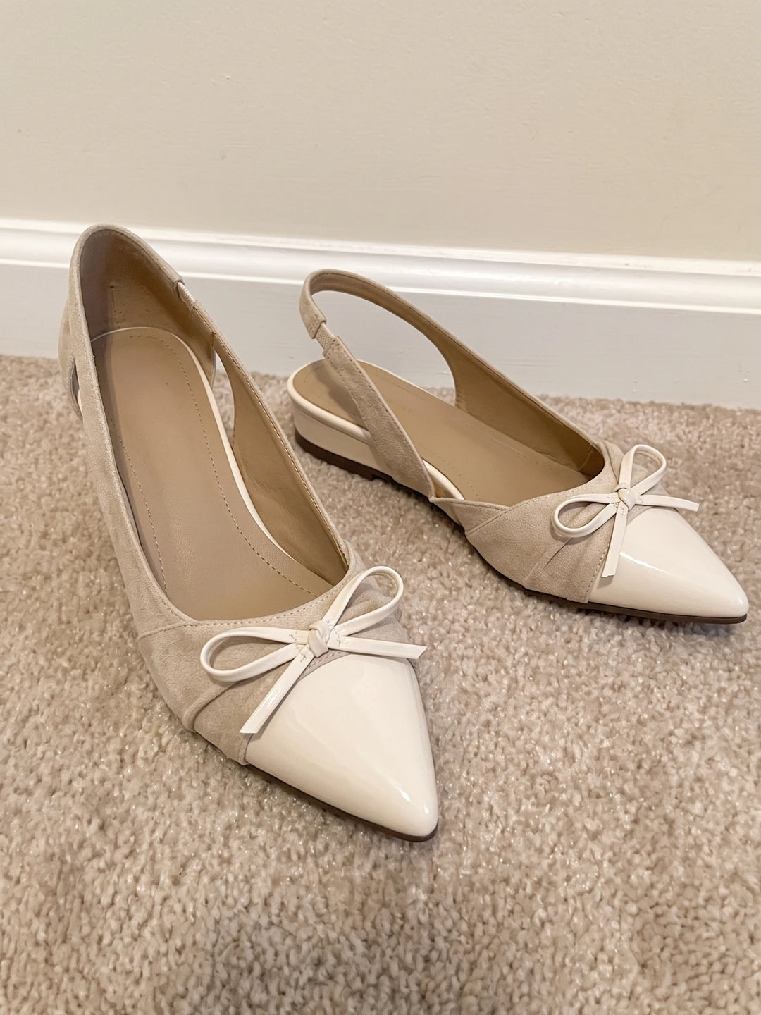 Hyacinthe Suede Patent Slingback Flats