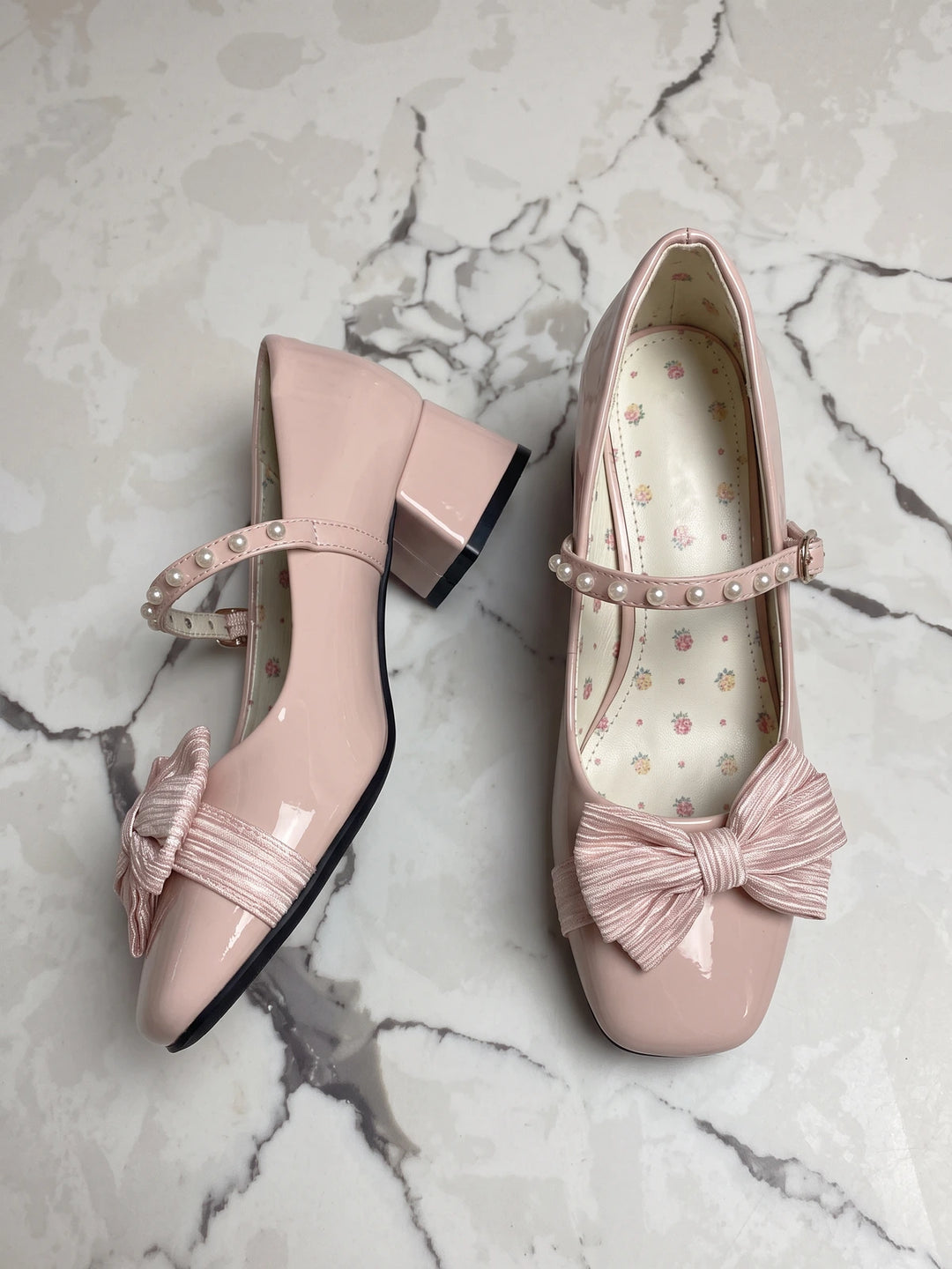 Zelie Pearlized Bow Mary Jane Heels