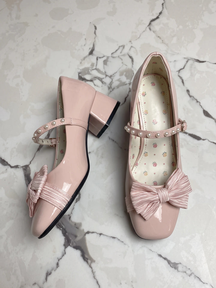 Zelie Pearlized Bow Mary Jane Heels