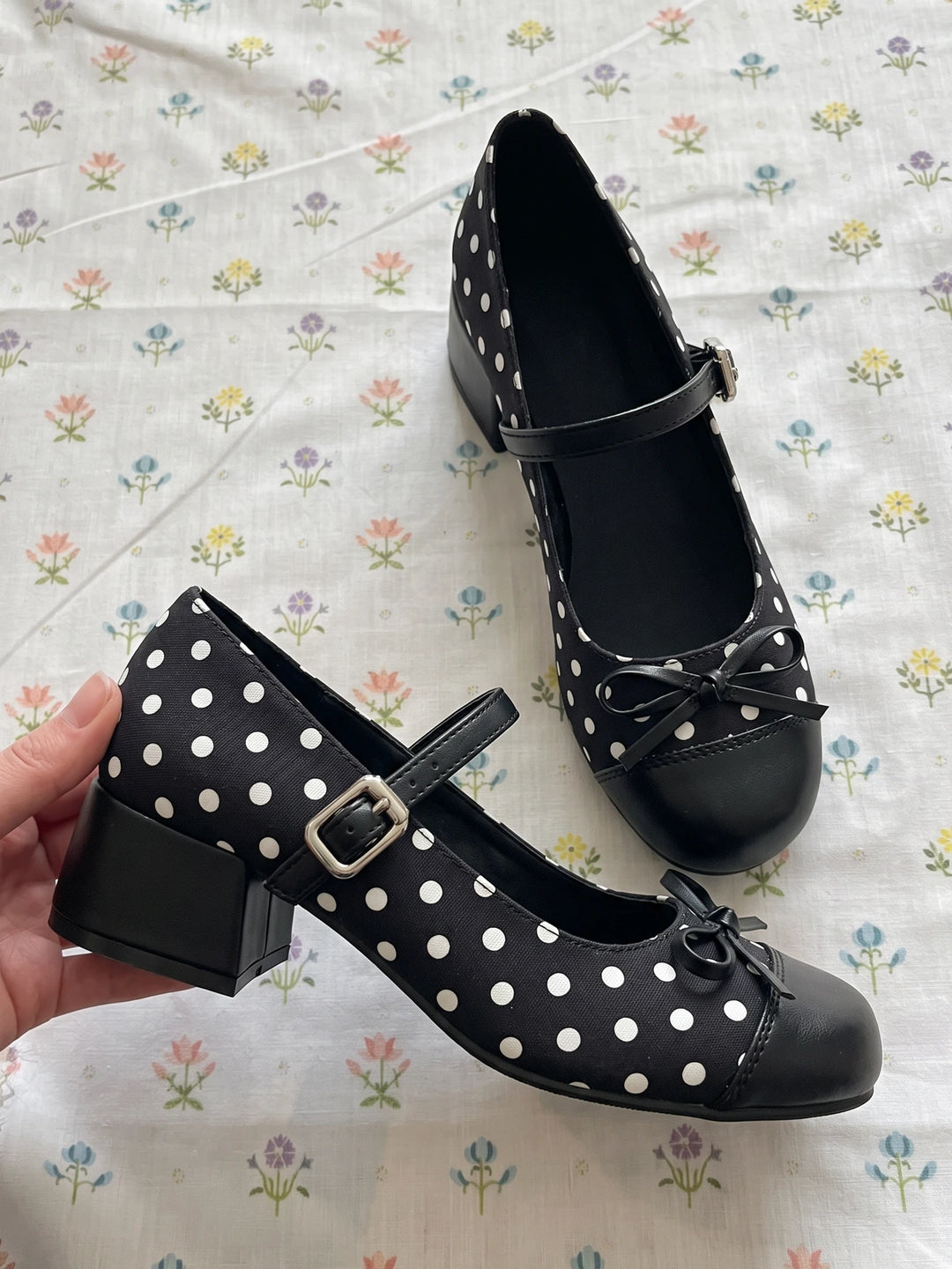 Zelinette Polka Dot Mary Jane Heels