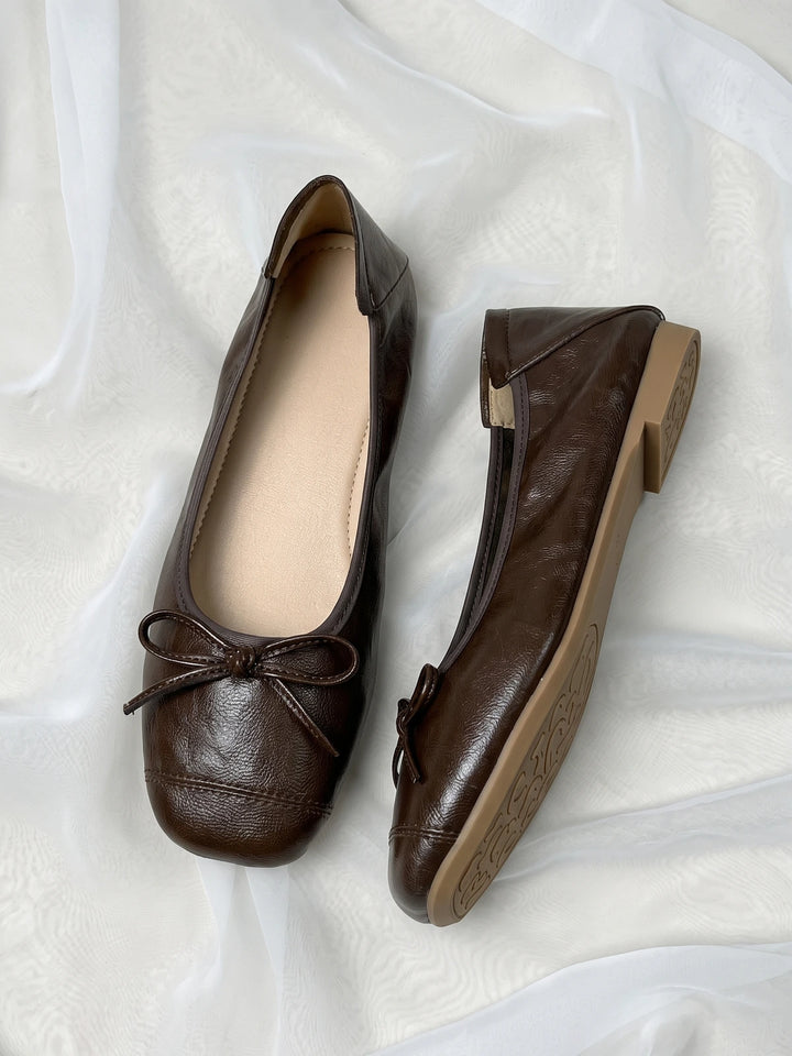 Lucile Dark Brown Bow Ballet Flats