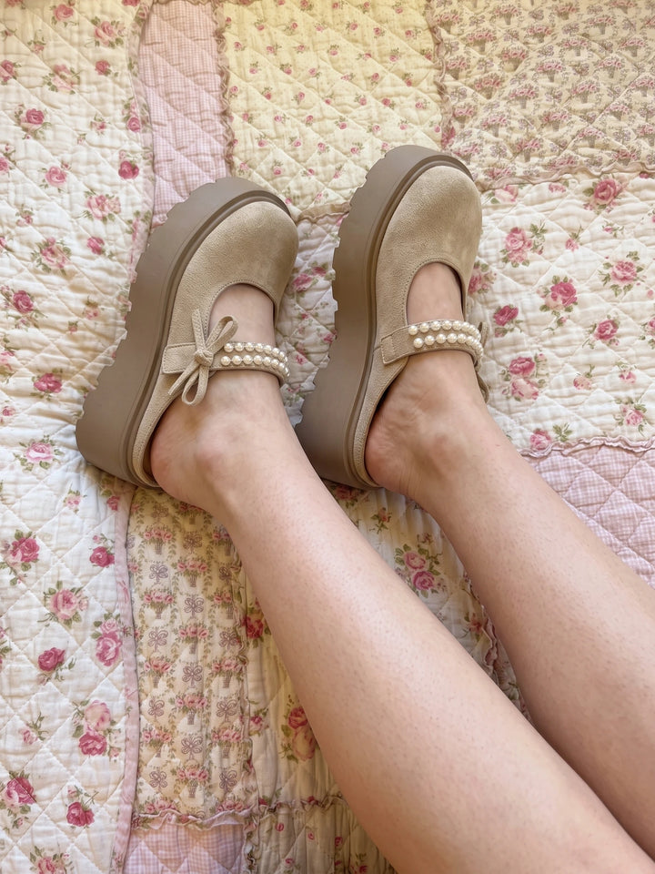 Valerie Pearl Bow Platform Mules