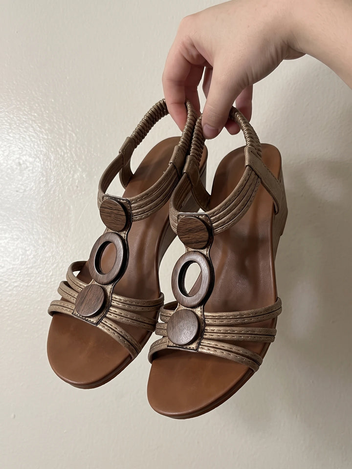 Bernine Metallic Disc Wedge Sandals