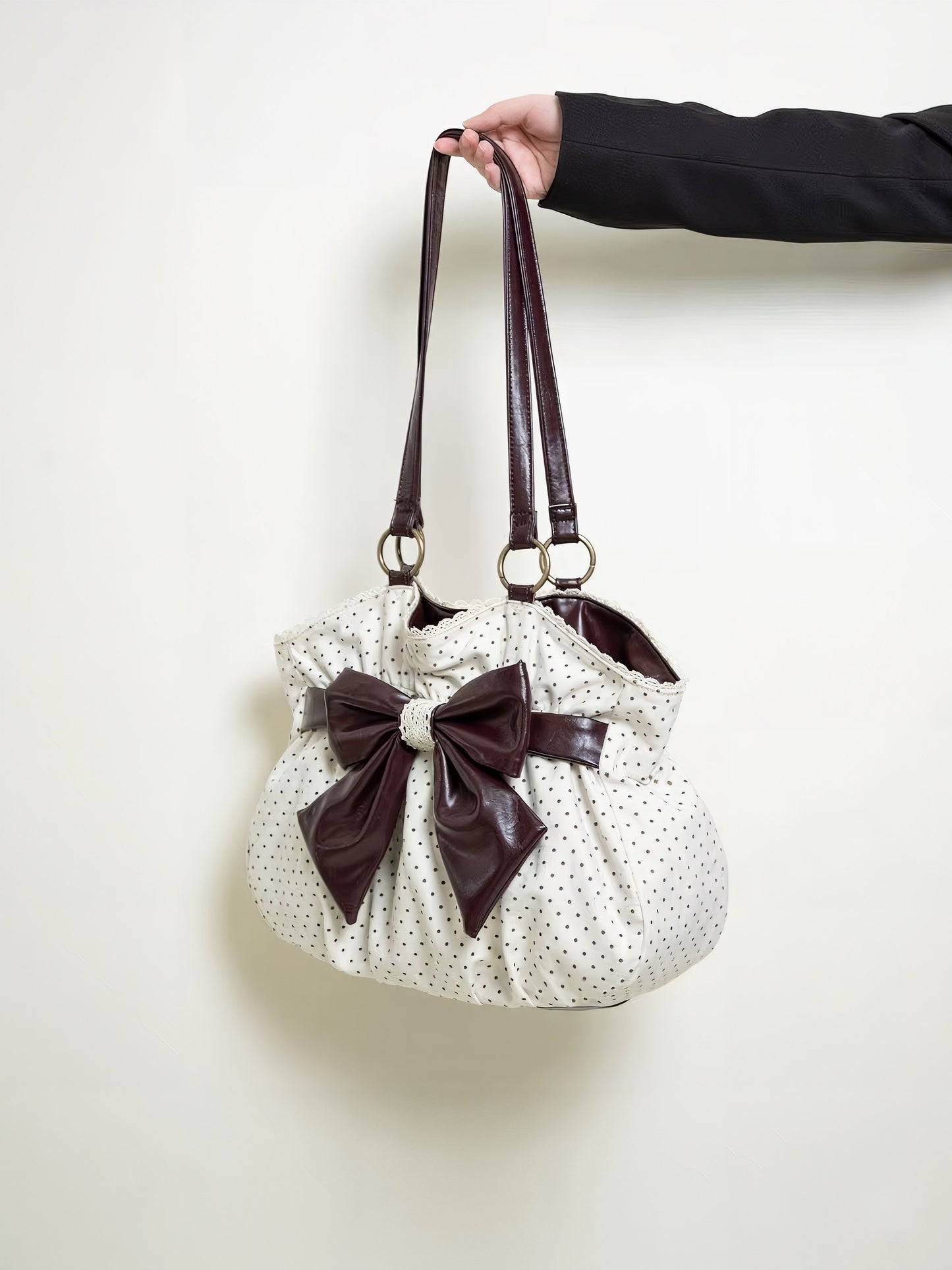 White Polka Dot Bow Shoulder Bag