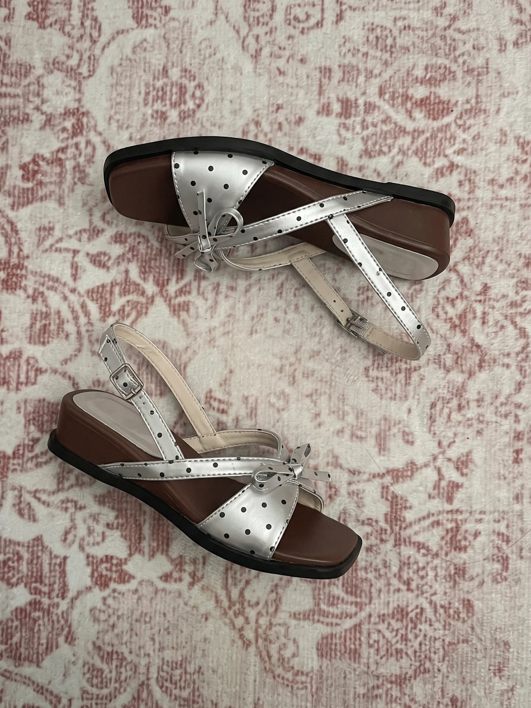 Nadine Polka Dot Bow Wedge Sandals