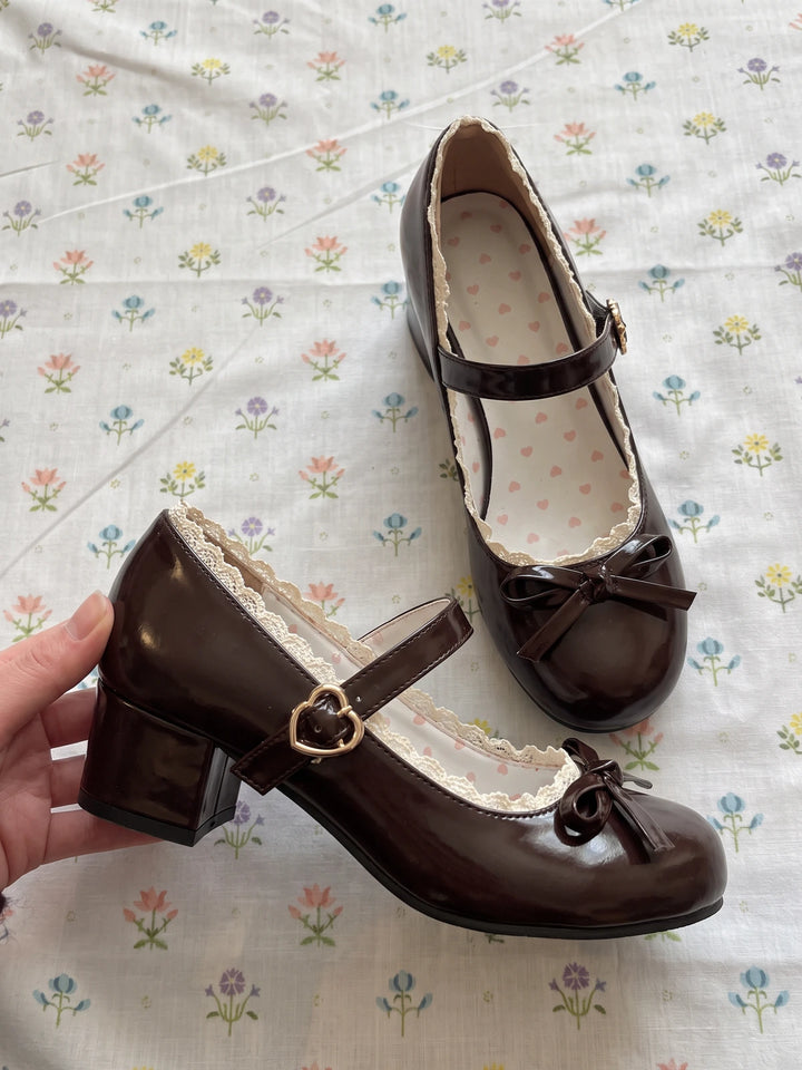 Fiorette Glossy Lace Mary Jane Heels