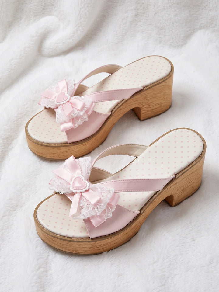 Elodie Satin Ribbon Bow Clogs