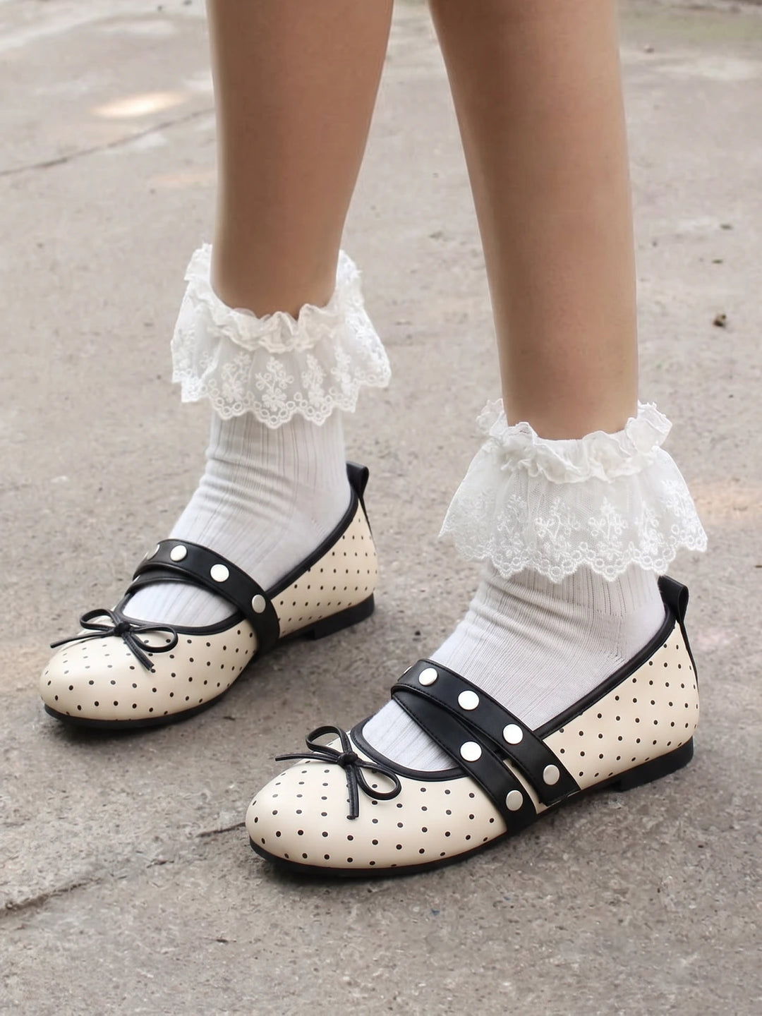 Mirettia Polka Dot Mary Jane Flats