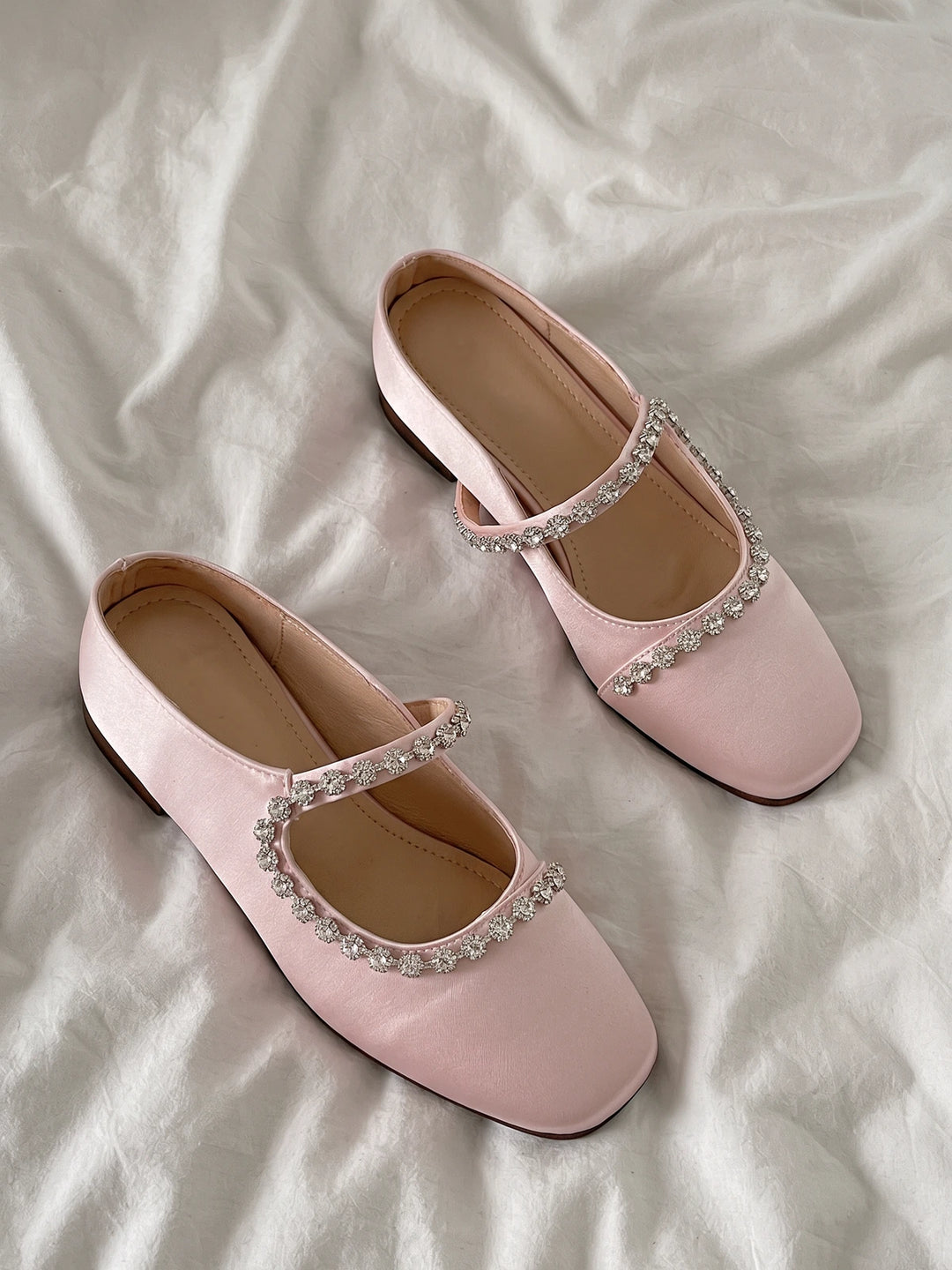 Faustina Rhinestone Satin Mules