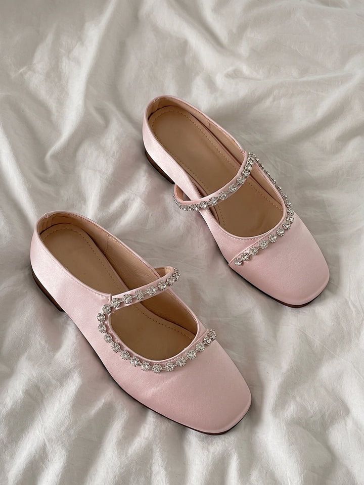 Faustina Rhinestone Satin Mules
