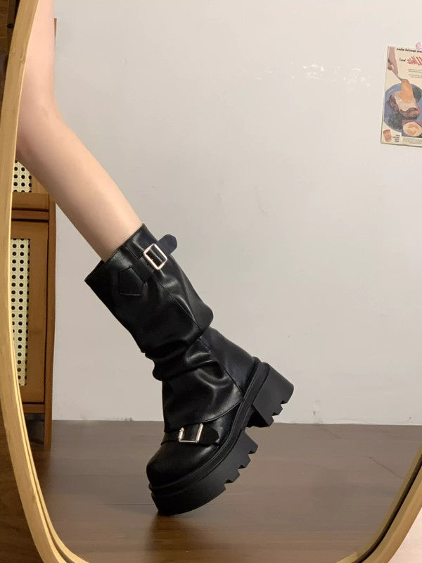 Retro Platform Mid-Calf Martin Boots