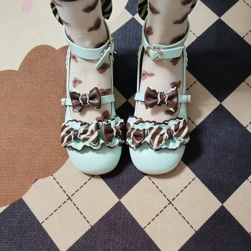 Sweet Ruffle Bow Low-Heel Shoes