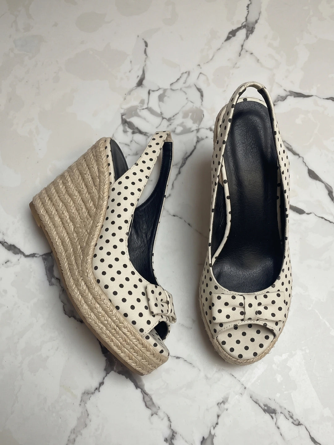 Zelie Polka Dot Jute Wedge Sandals
