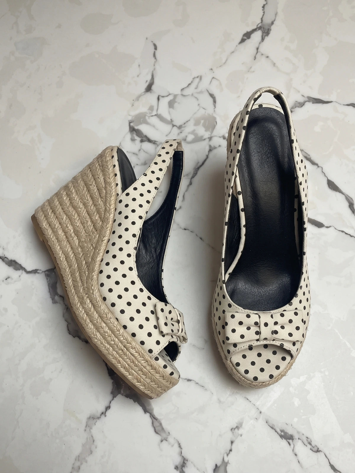 Zelie Polka Dot Jute Wedge Sandals