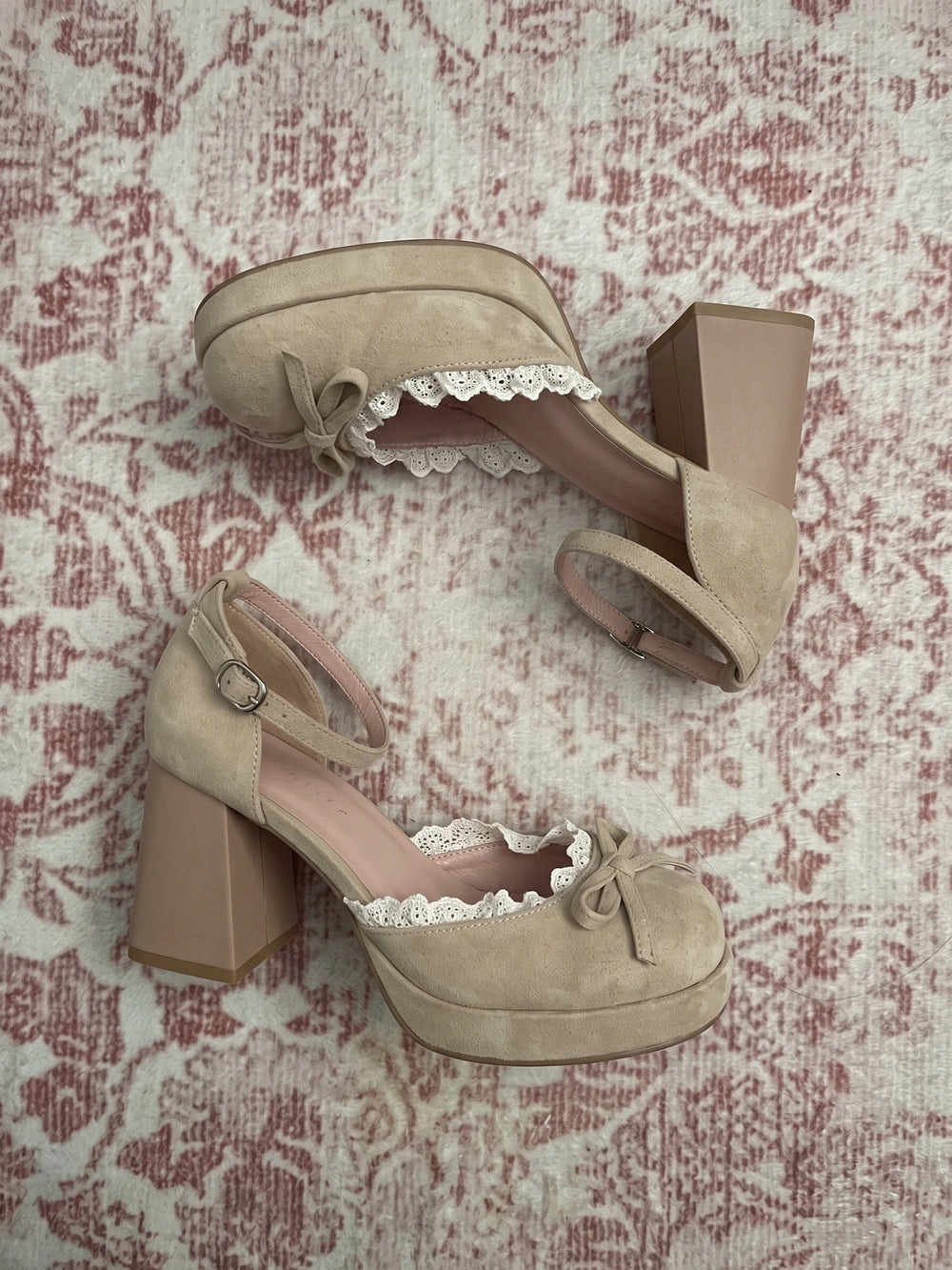 Fleurianne Lace Bow Mary Jane Heels