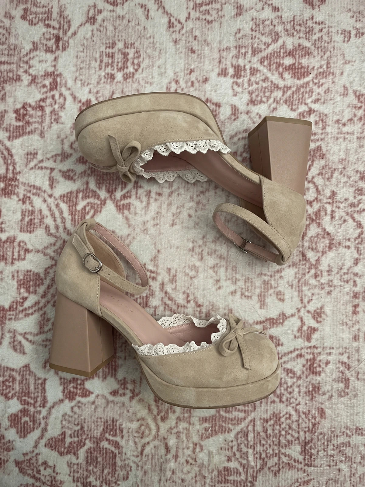 Fleurianne Lace Bow Mary Jane Heels