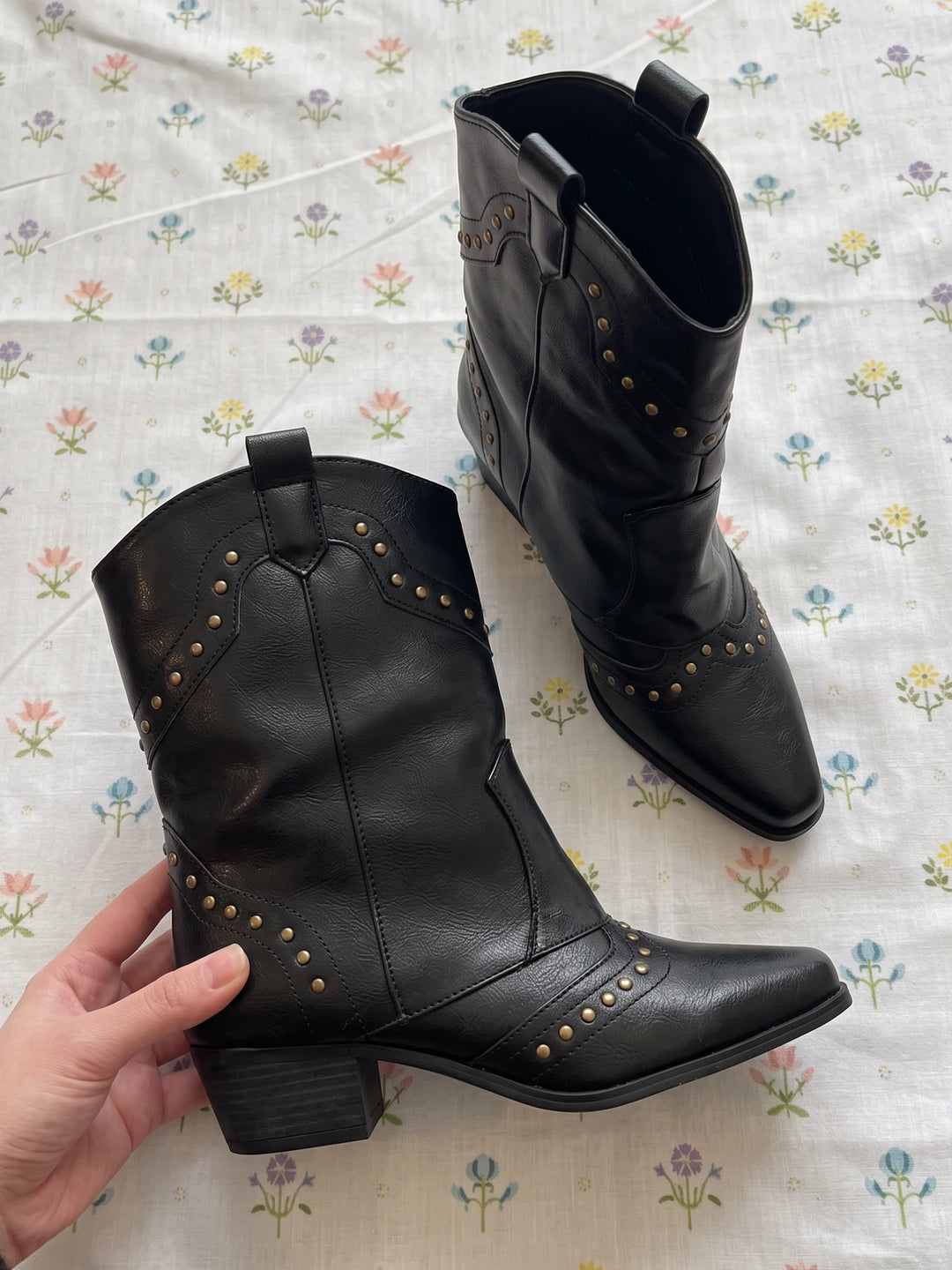 Solene Studded Western Mid-Calf Boots