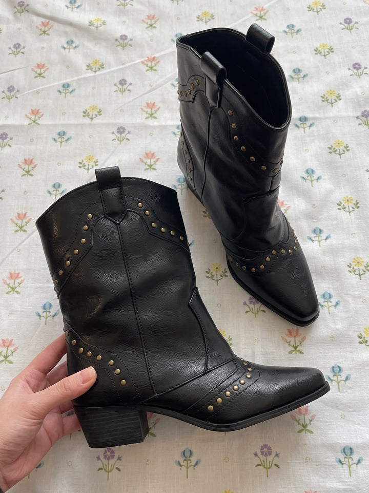 Solene Studded Western Mid-Calf Boots