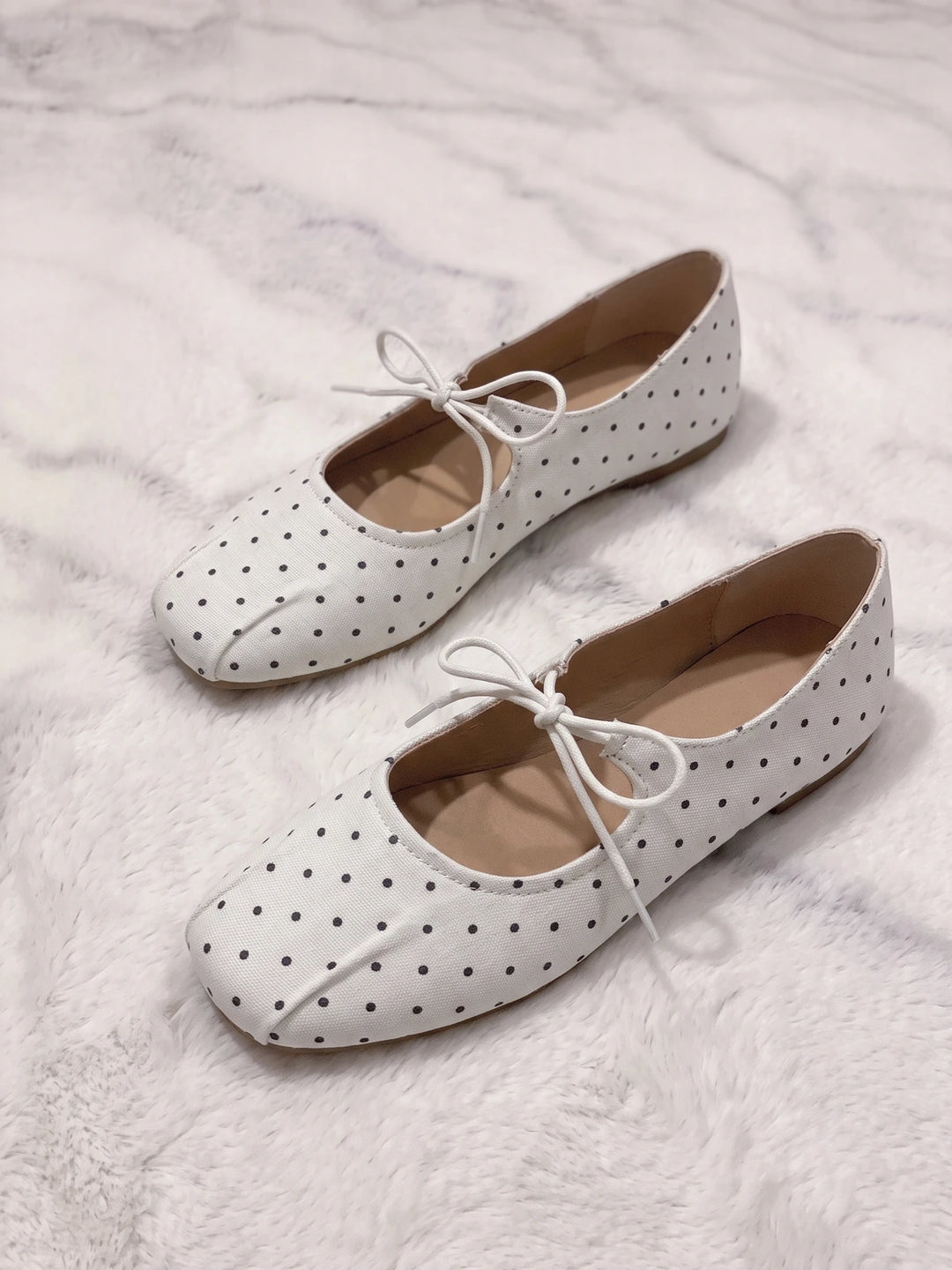 Mirellina Polka Dot Canvas Flats