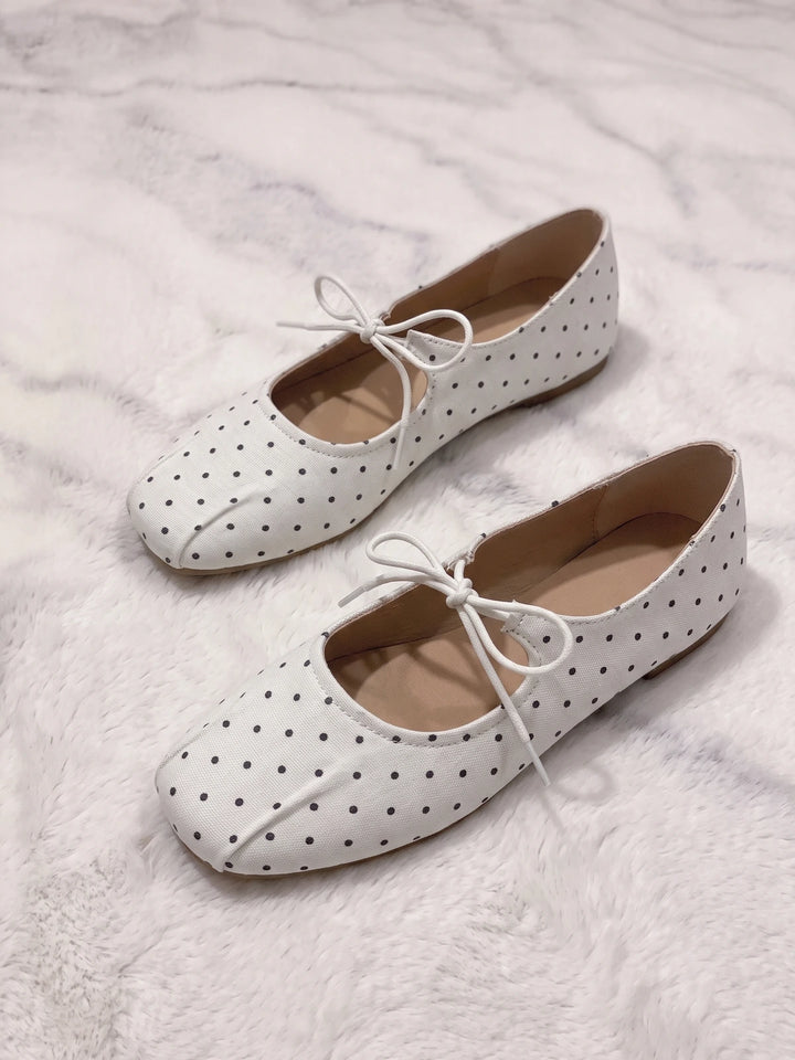 Mirellina Polka Dot Canvas Flats